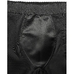 Black Nylon HighWaist Elastic Waistband Shorts