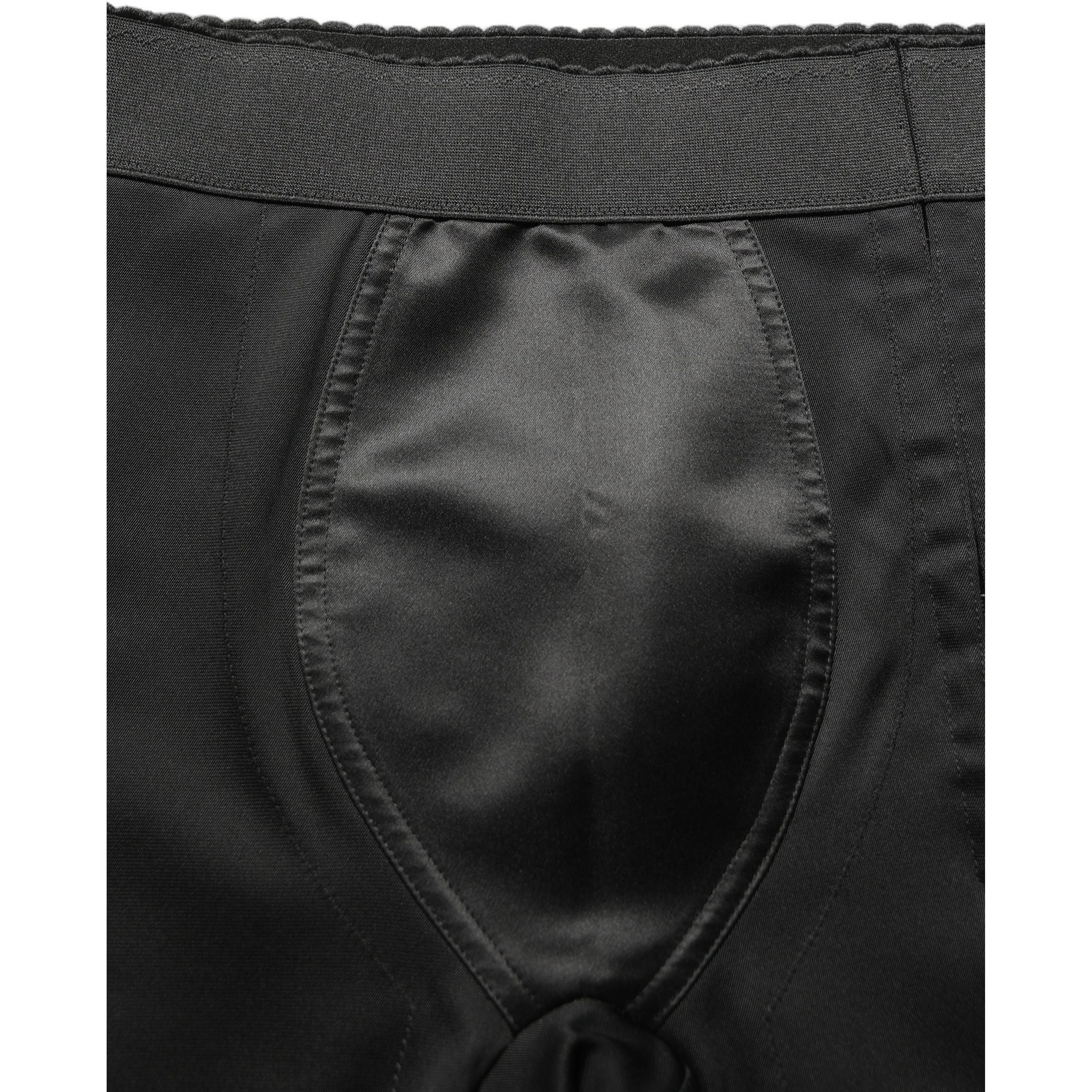 Black Nylon HighWaist Elastic Waistband Shorts