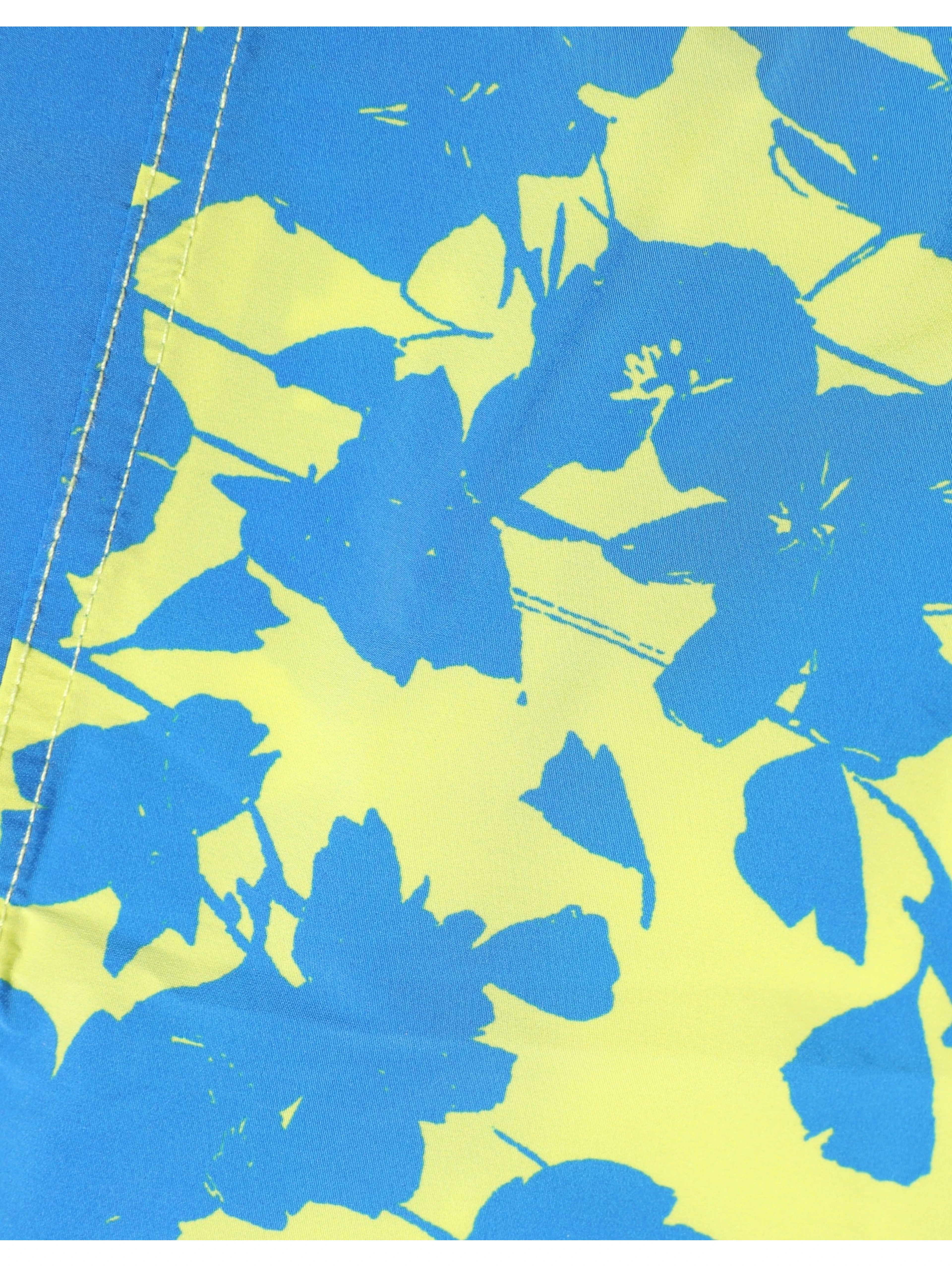 Blue Yellow Floral Boxer Shorts Beachwear Swimwear