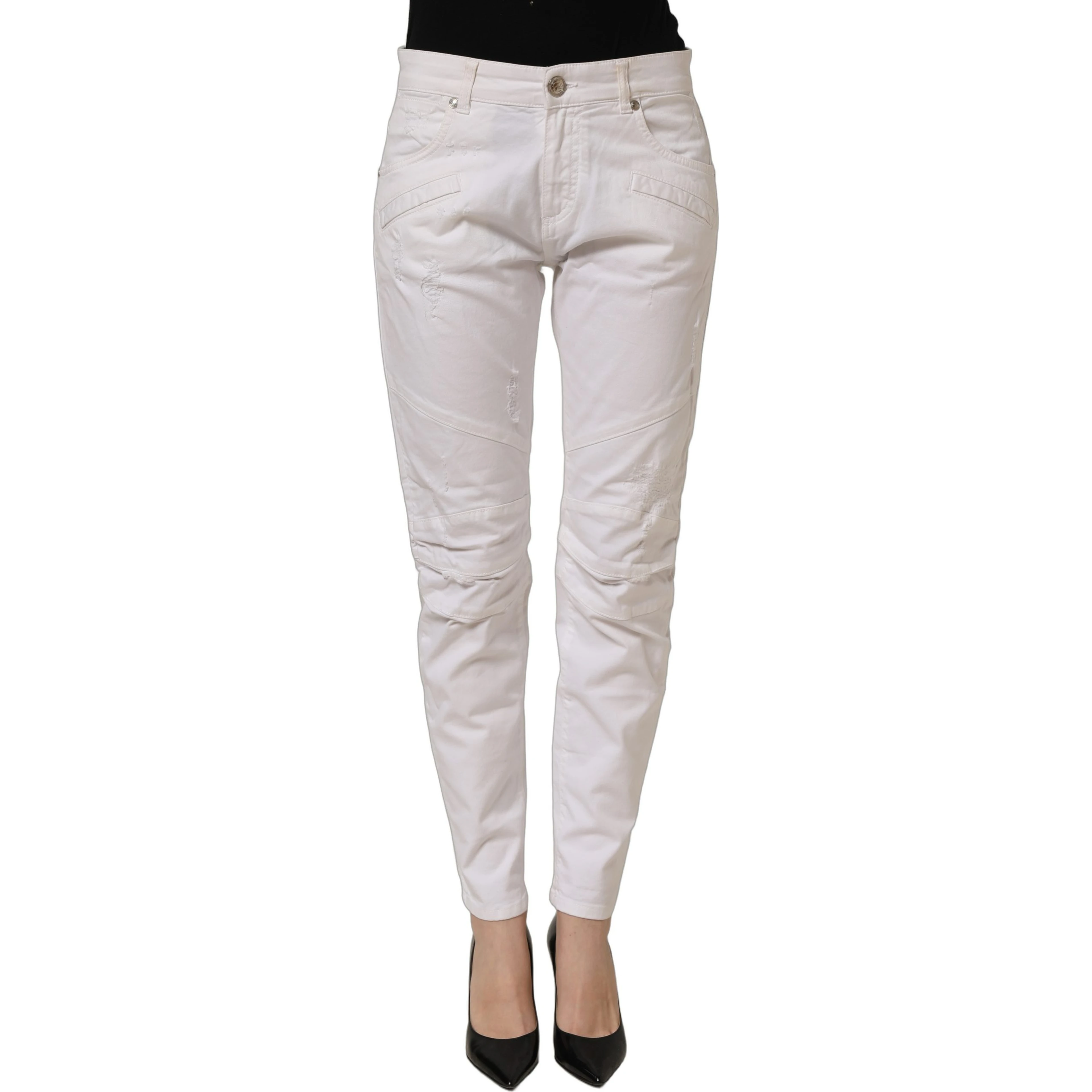 White Cotton Stretch Skinny Denim Trouser Jeans