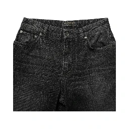 Black Cotton Stretch Straight Denim Jeans