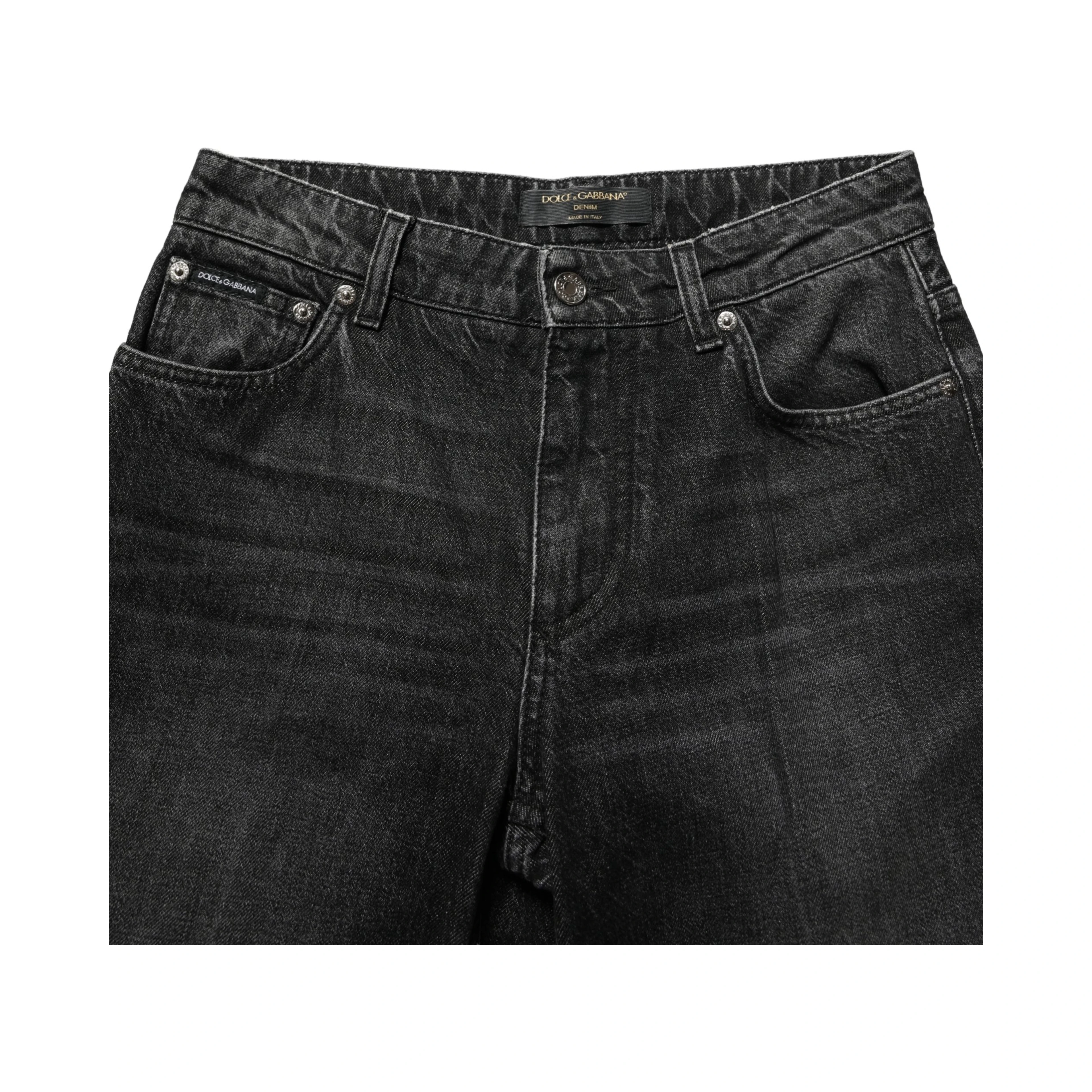 Black Cotton Stretch Straight Denim Jeans
