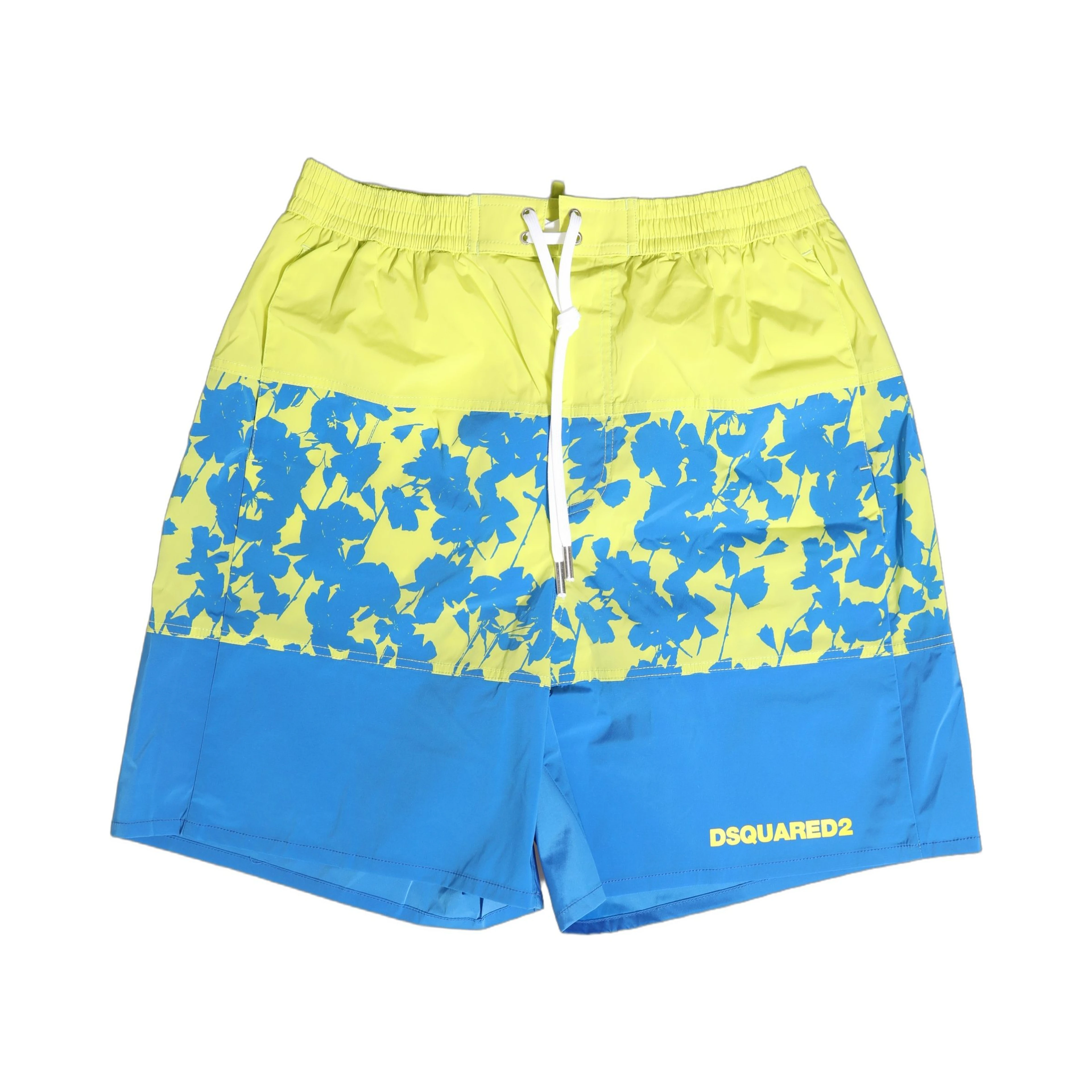Blue Yellow Floral Boxer Shorts Beachwear Swimwear
