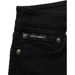 Black Cotton Stretch Skinny Denim Jeans