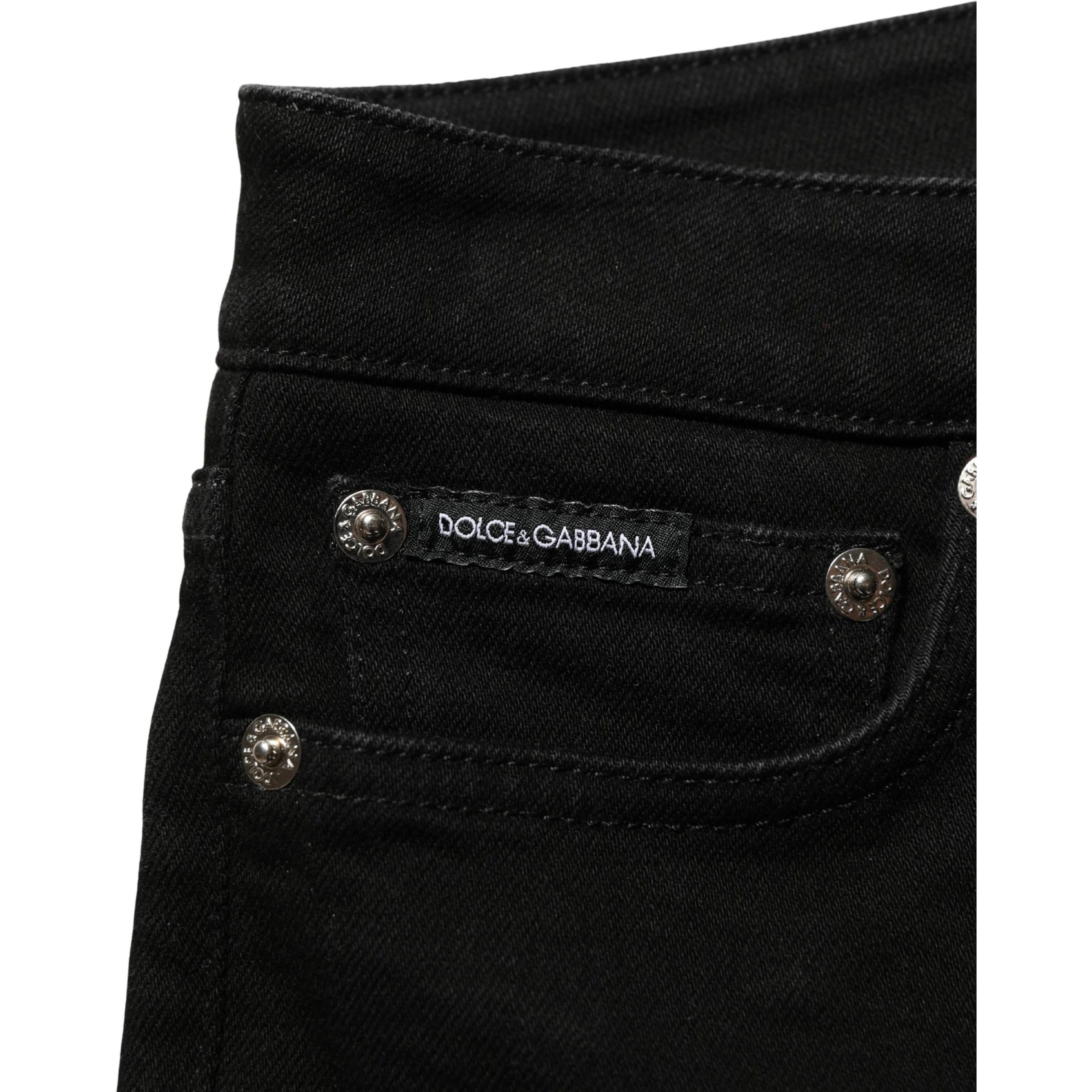 Black Cotton Stretch Skinny Denim Jeans