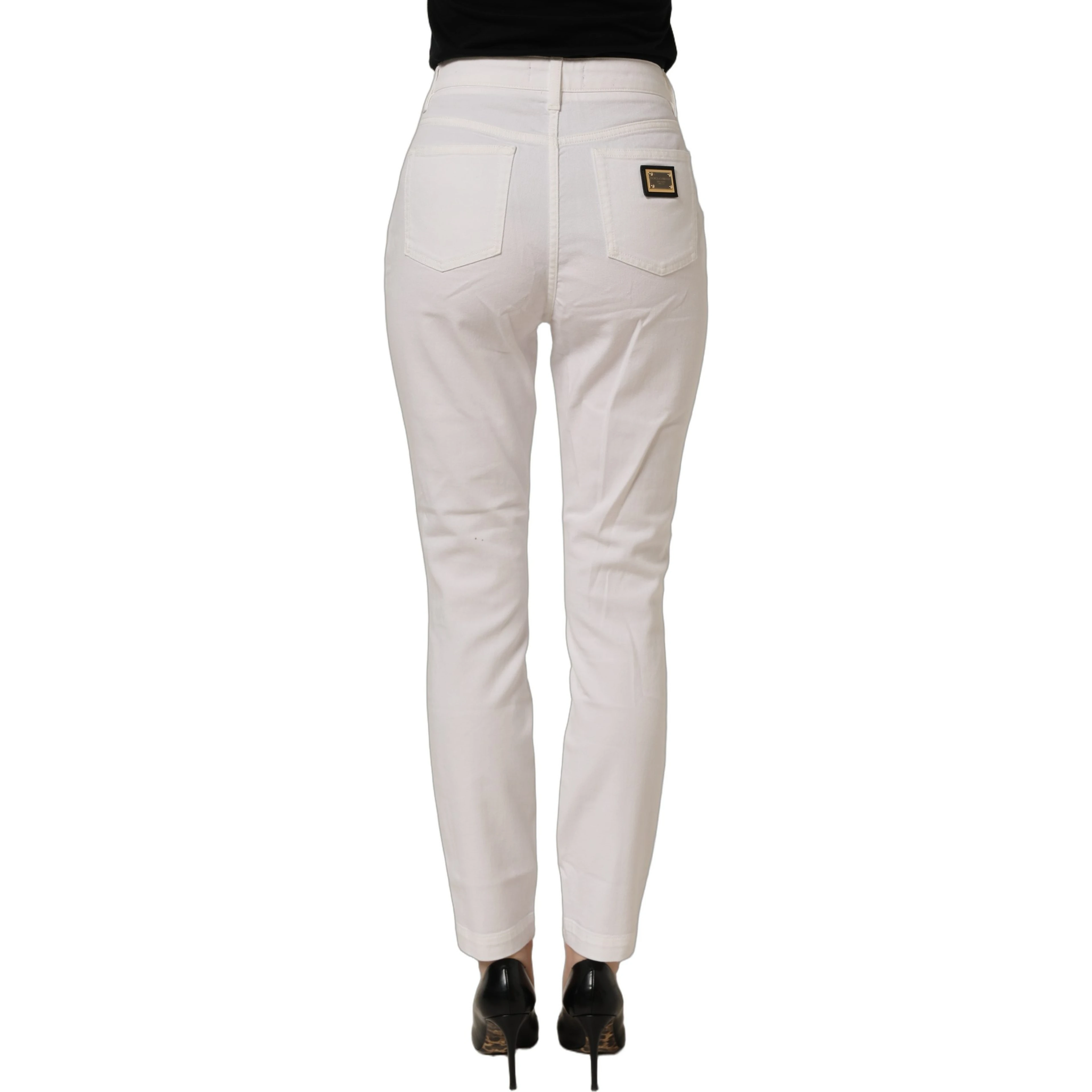 White Cotton Stretch Skinny Denim Jeans