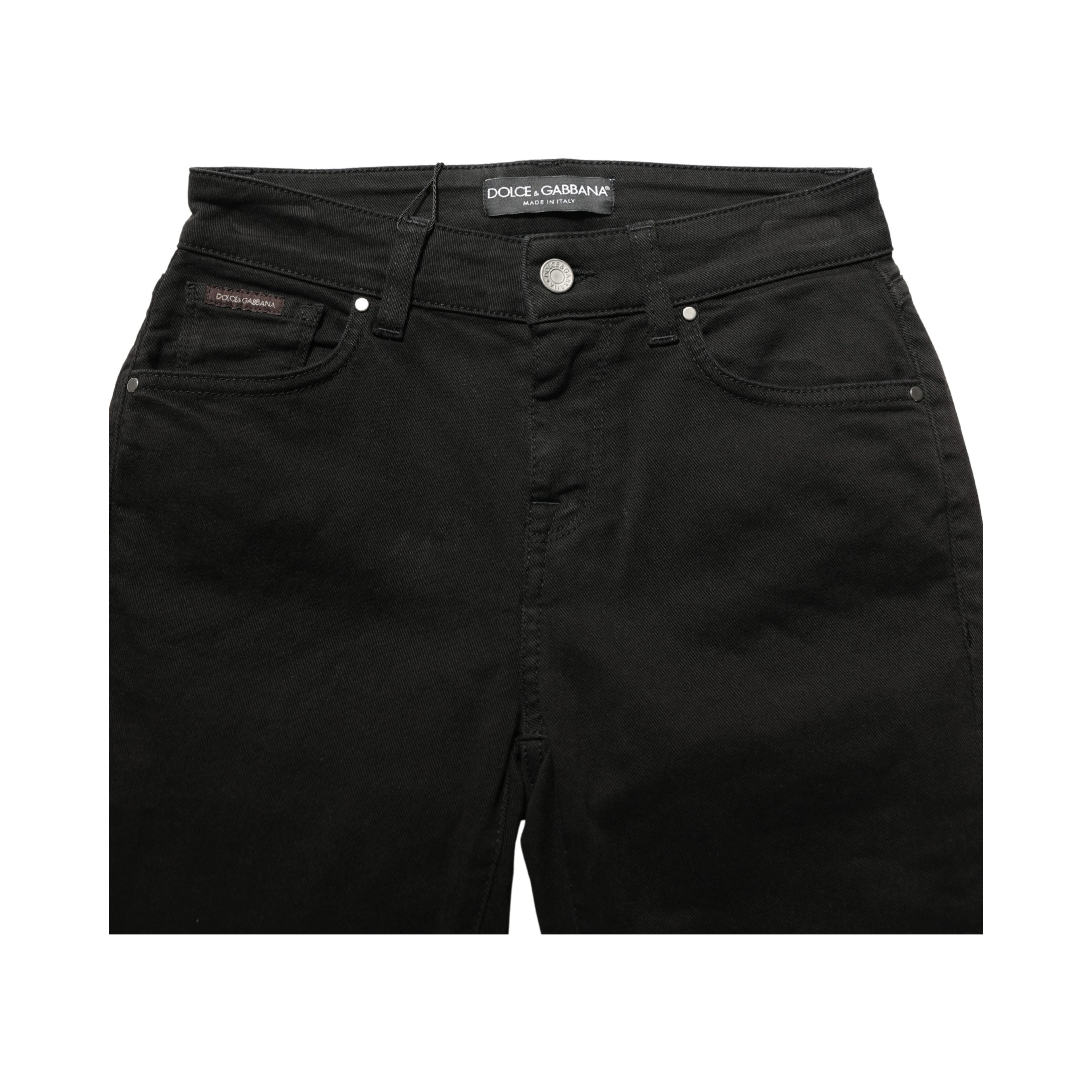 Black Cotton Stretch Skinny Denim Jeans