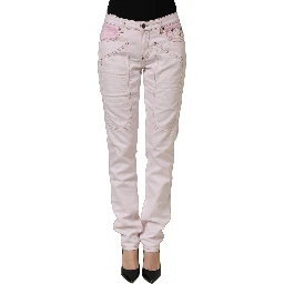 Light Pink Cotton Mid Waist Denim Trouser Jeans