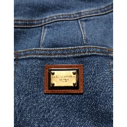 Dark Blue Cotton Stretch Tapered Denim Jeans