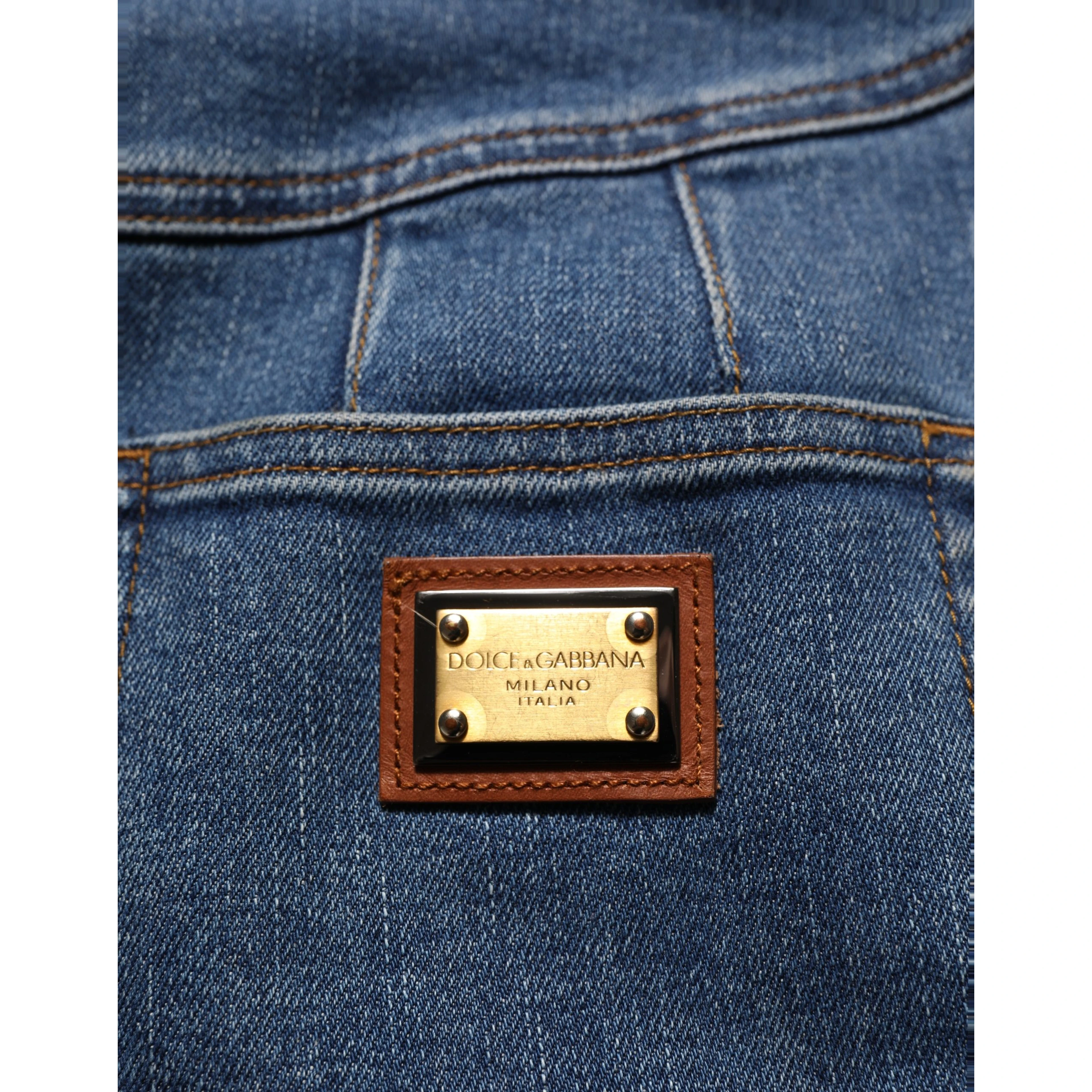 Dark Blue Cotton Stretch Tapered Denim Jeans