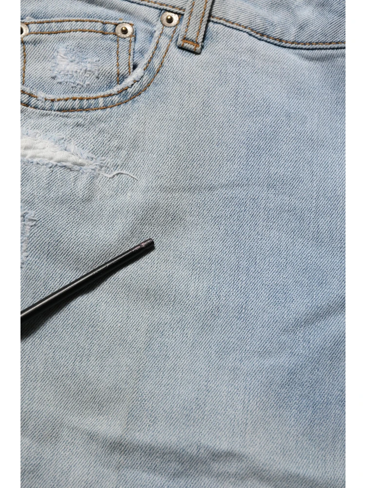 Light Blue High Waist Tapered Denim Cotton Stretch Jeans