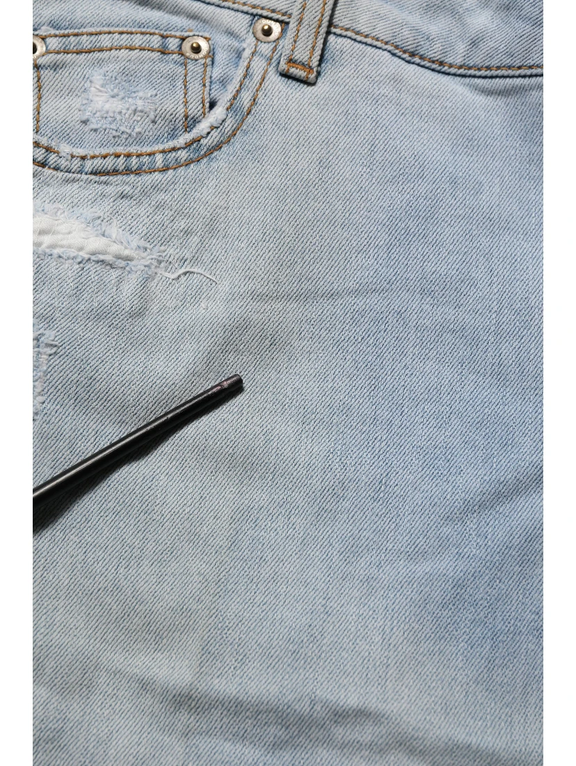 Light Blue High Waist Tapered Denim Cotton Stretch Jeans