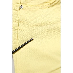 Yellow Mid Waist Straight Cropped Denim Women Trouser Jeans