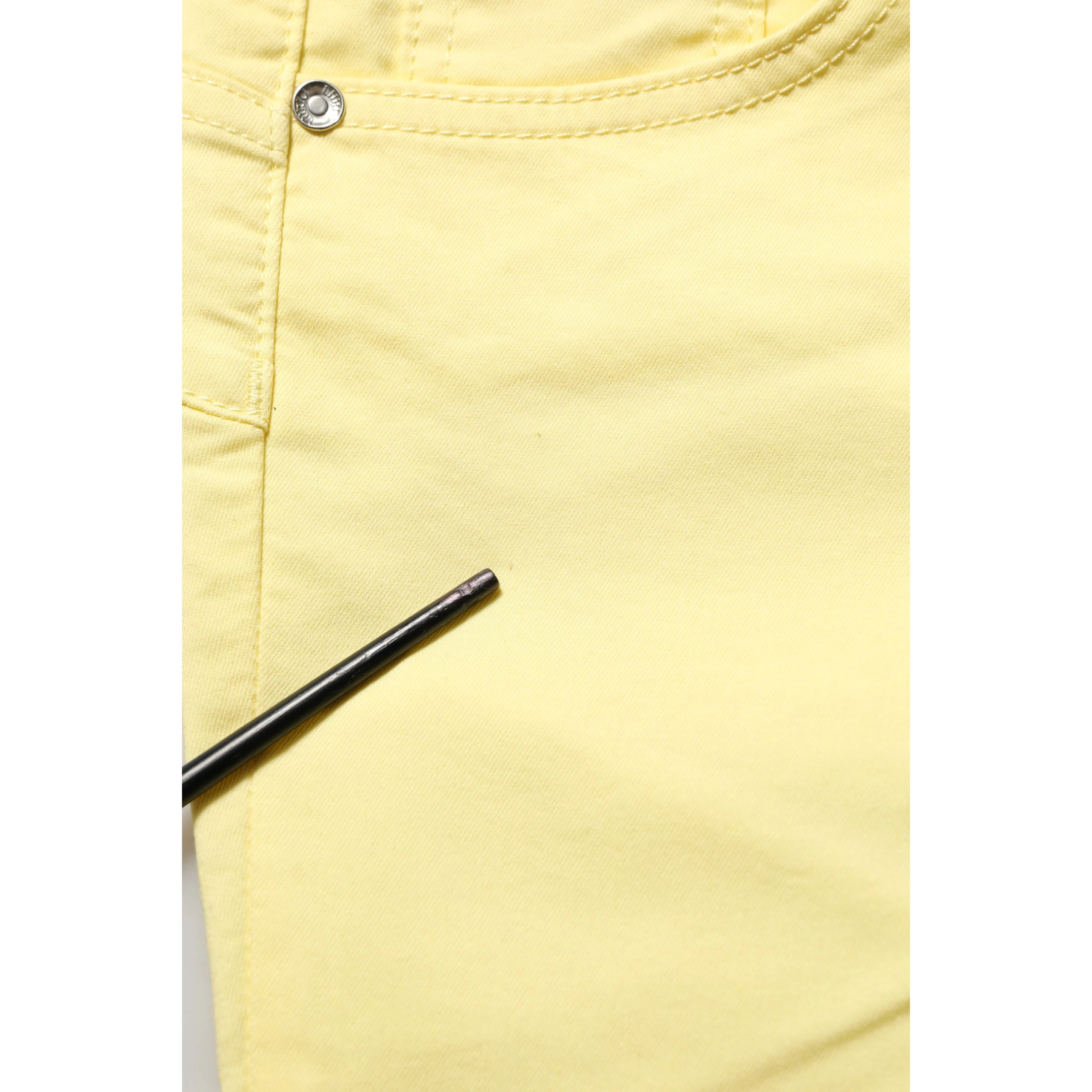 Yellow Mid Waist Straight Cropped Denim Women Trouser Jeans
