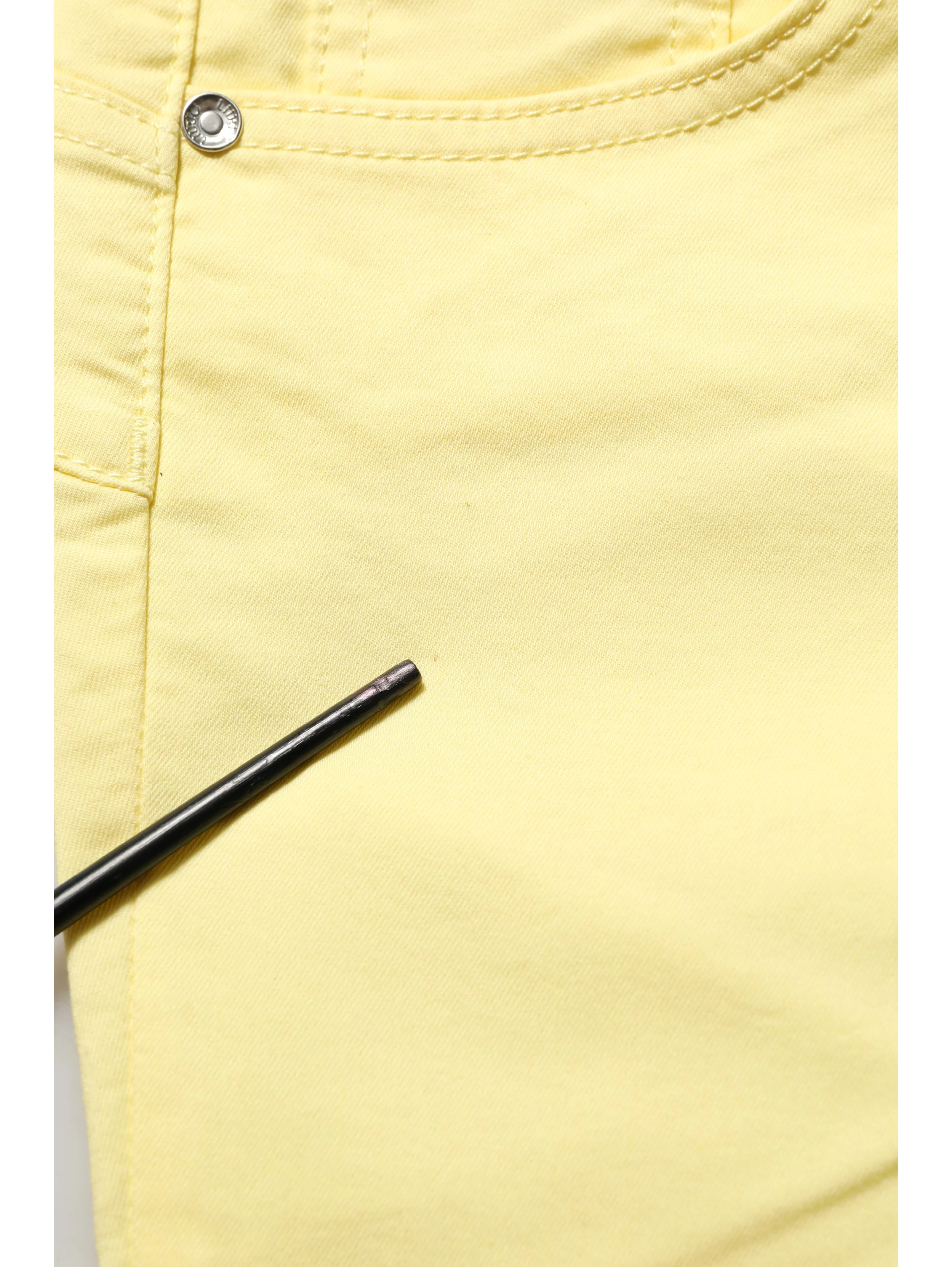 Yellow Mid Waist Straight Cropped Denim Women Trouser Jeans