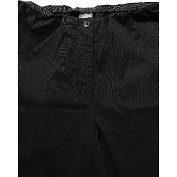 Black High-Waisted Straight Chino Women Trouser Pants