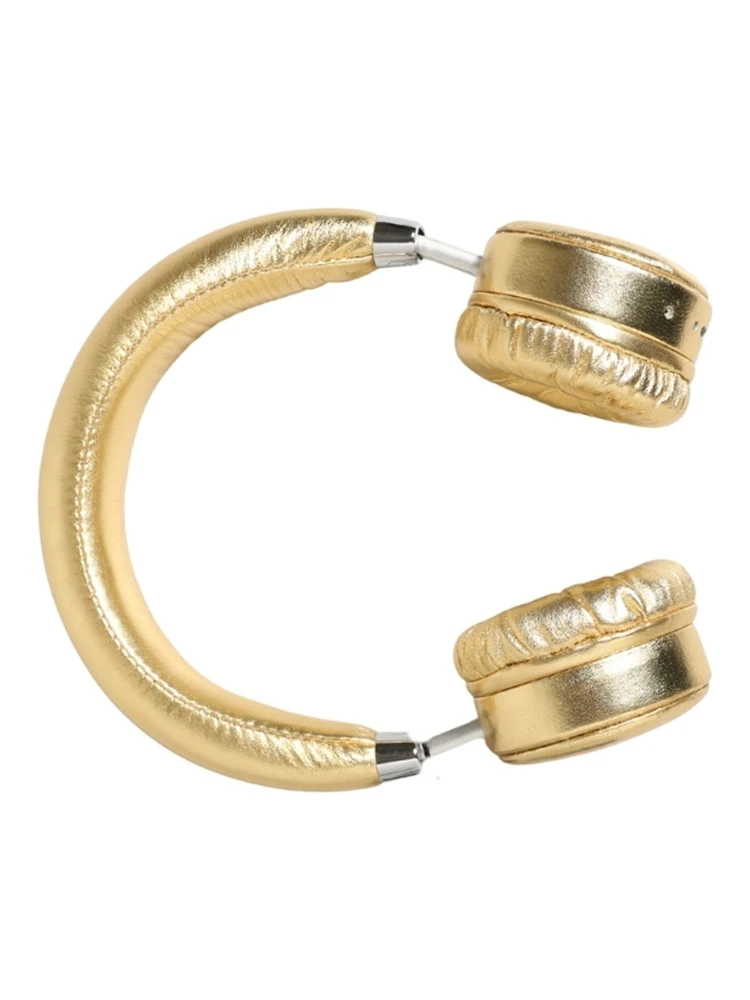 Women Gold Leather Wireless On-Ear Headset Headphones
