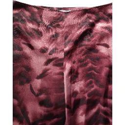Burgundy High Waist Patterned Straight Trouser Pants