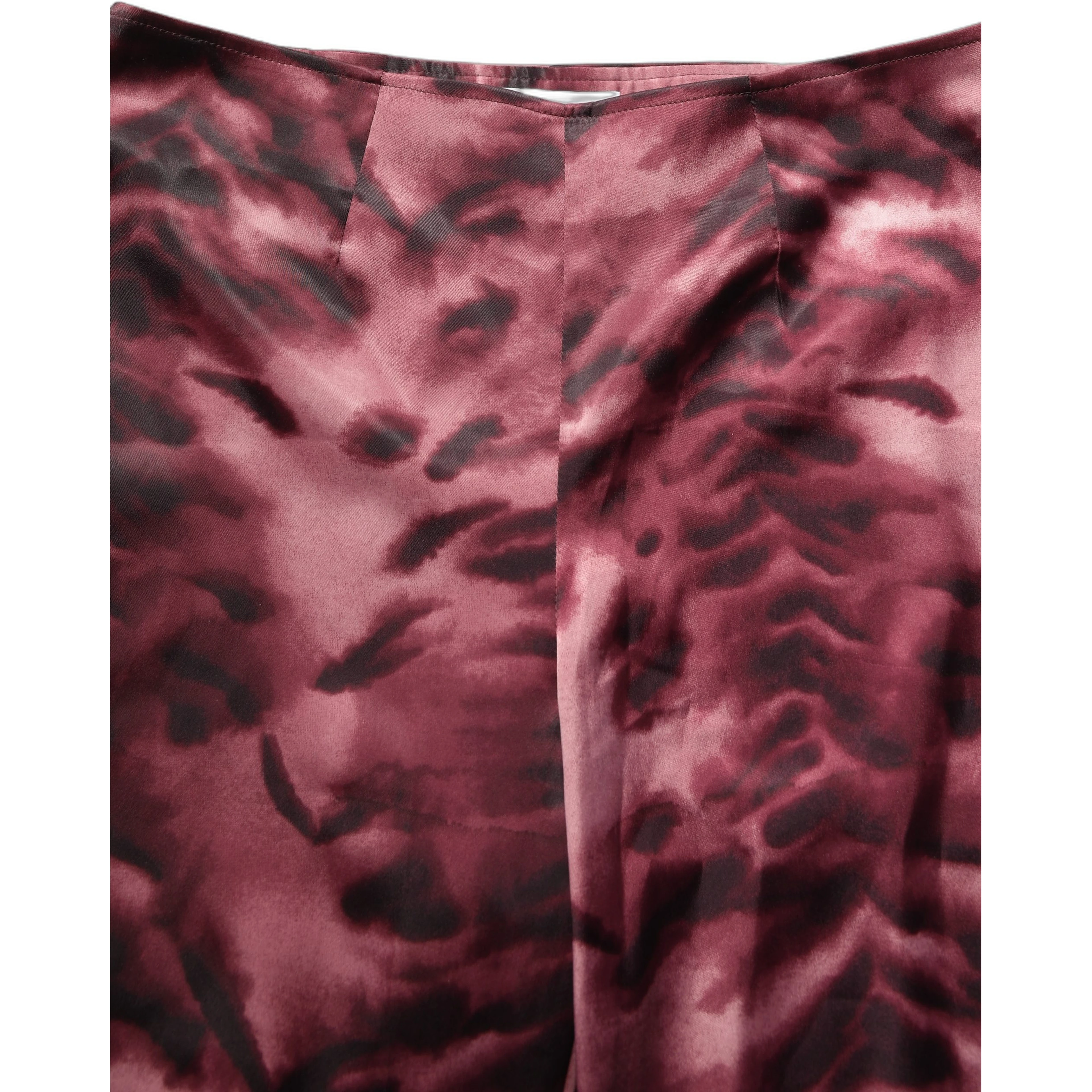 Burgundy High Waist Patterned Straight Trouser Pants