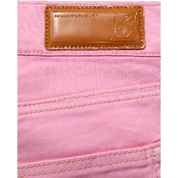 Pink Mid-Waisted Flared Denim Casual Jeans