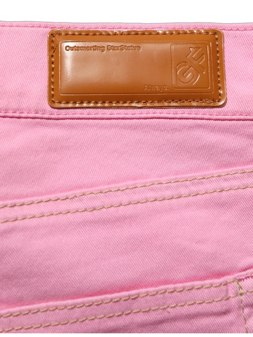 Pink Mid-Waisted Flared Denim Casual Jeans