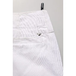 White Mid Waist Cotton Stretch Trouser Pants