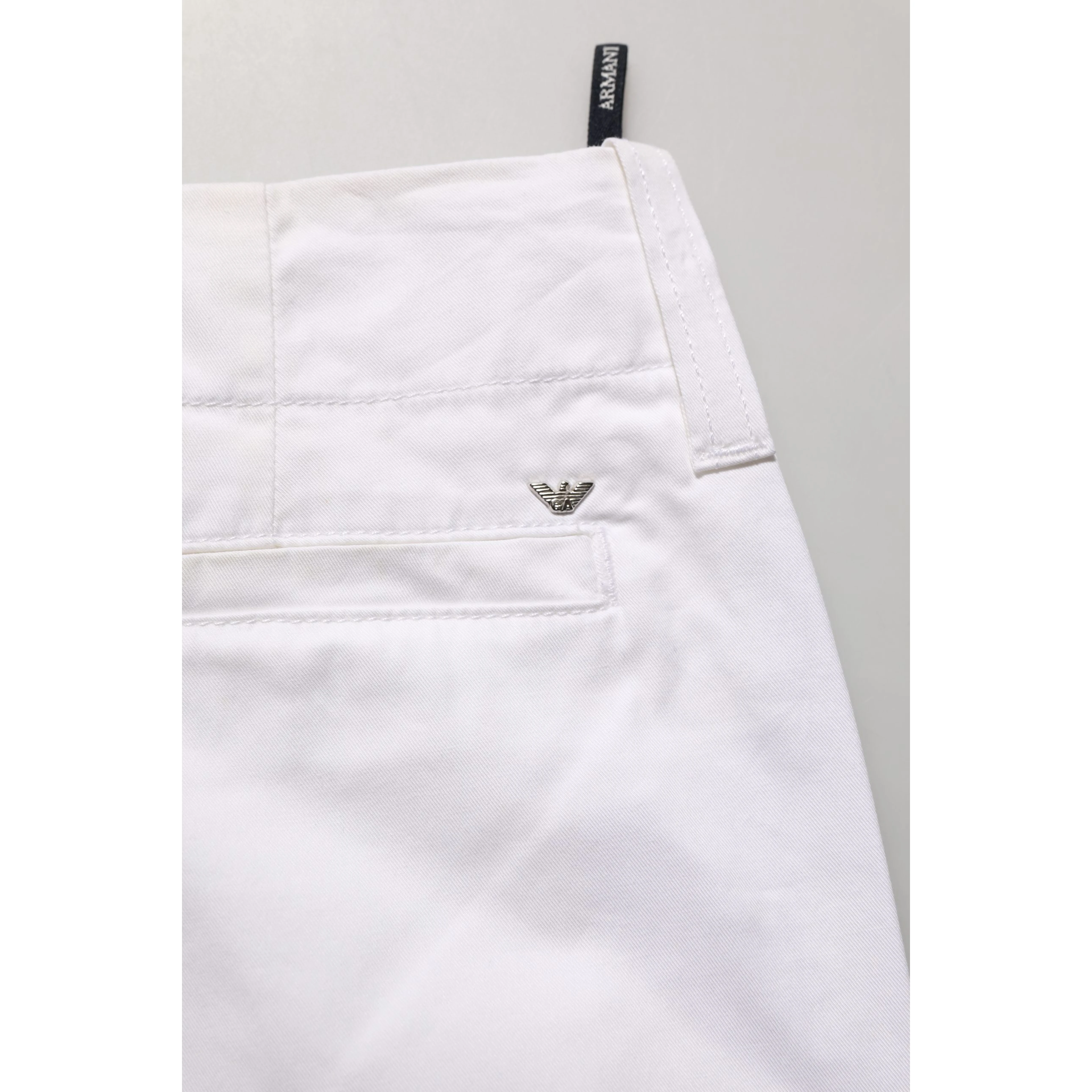 White Mid Waist Cotton Stretch Trouser Pants