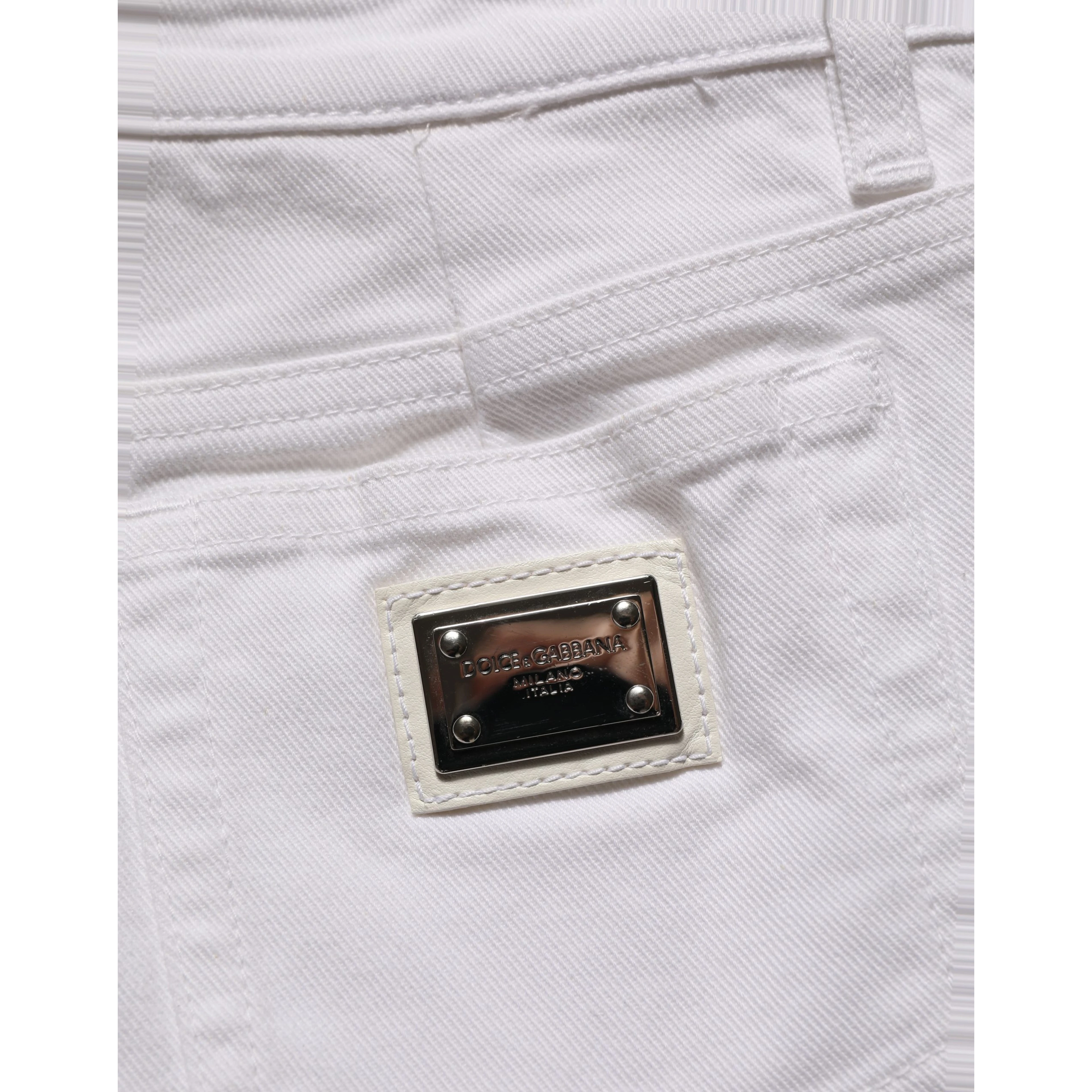 White Cotton Low Rise Denim Hot Pants Shorts