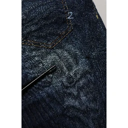 Dark Blue Washed Mid-Waisted Flared Denim Casual Jeans