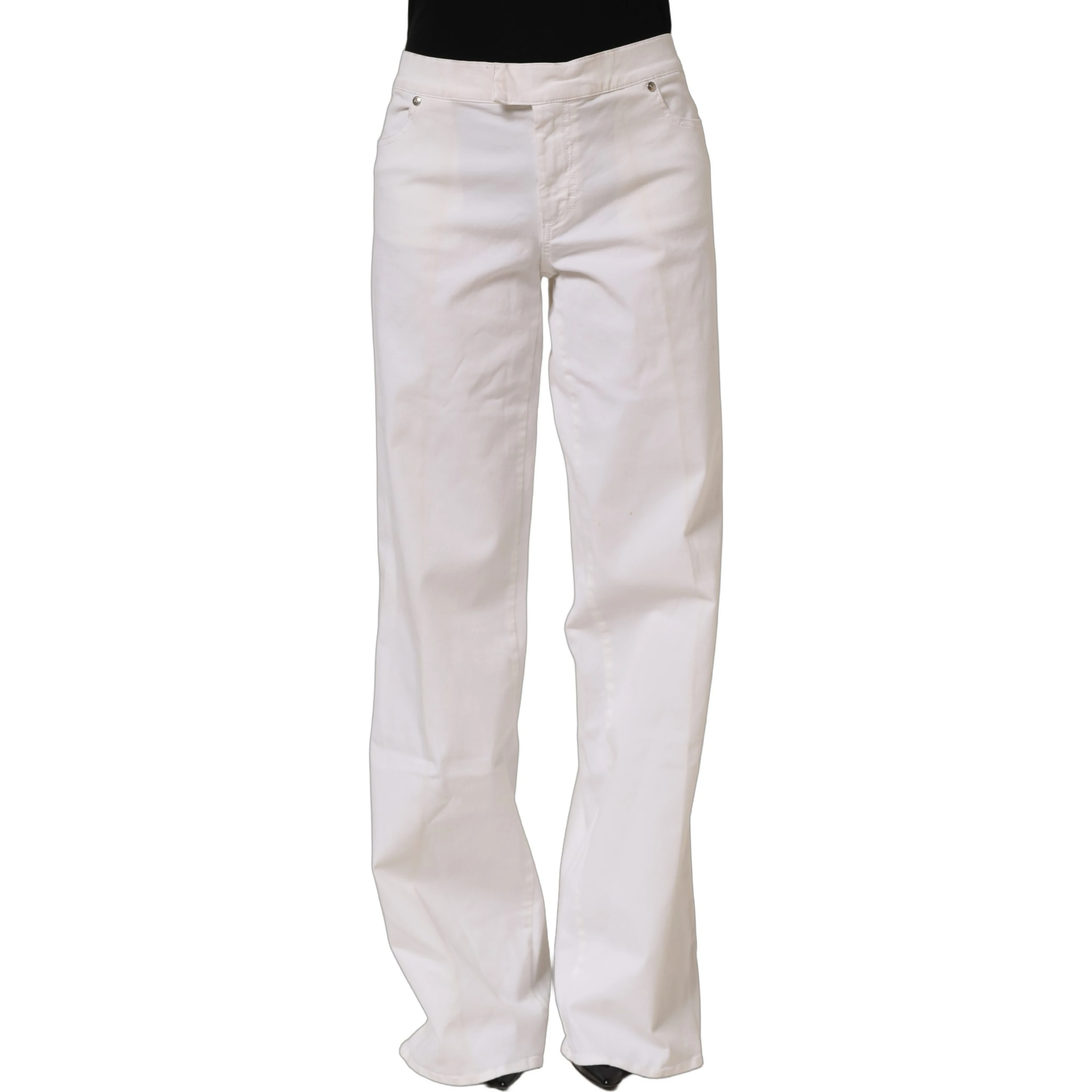 White High Waist Wide Leg Denim Trouser Jeans