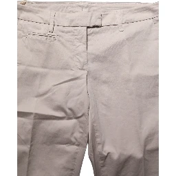 Beige Low Waist Tapered Women Cropped Trousers Pants