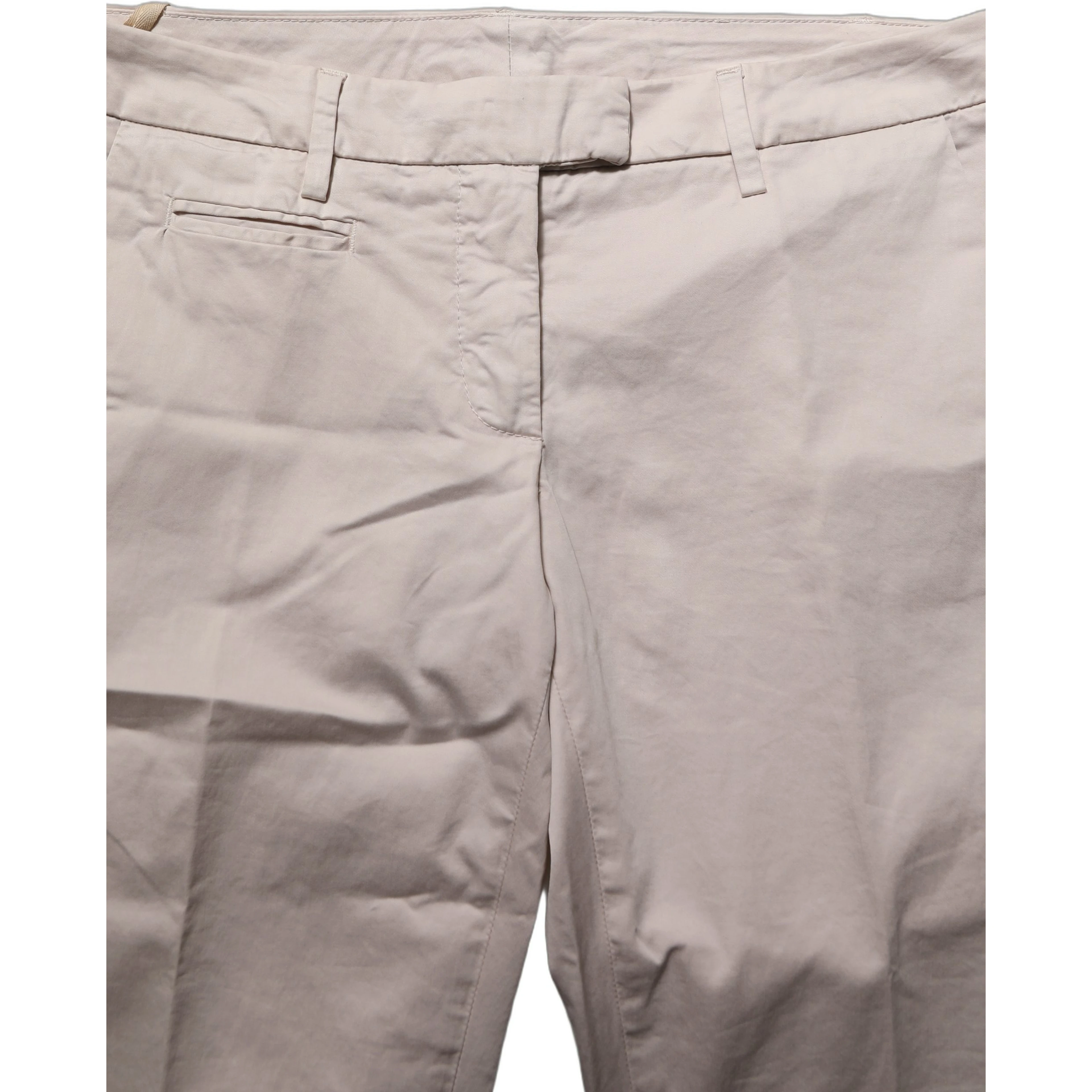 Beige Low Waist Tapered Women Cropped Trousers Pants
