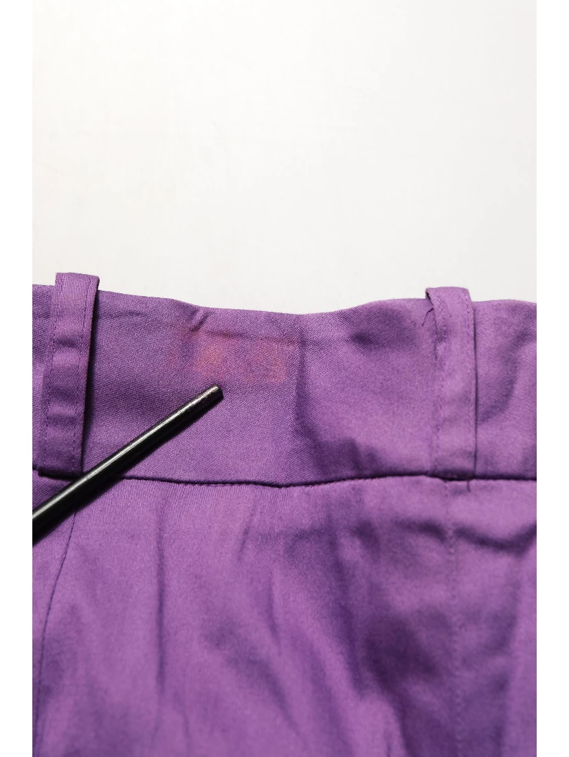 Violet Cotton Stretch High Waist Cropped Trouser Pants
