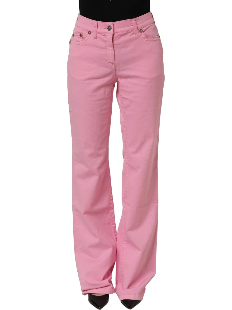 Pink Mid-Waisted Flared Denim Casual Jeans alternative