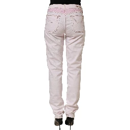 Light Pink Cotton Mid Waist Denim Trouser Jeans