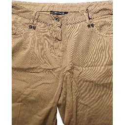 Brown Straight Cotton Stretch Chino Pants