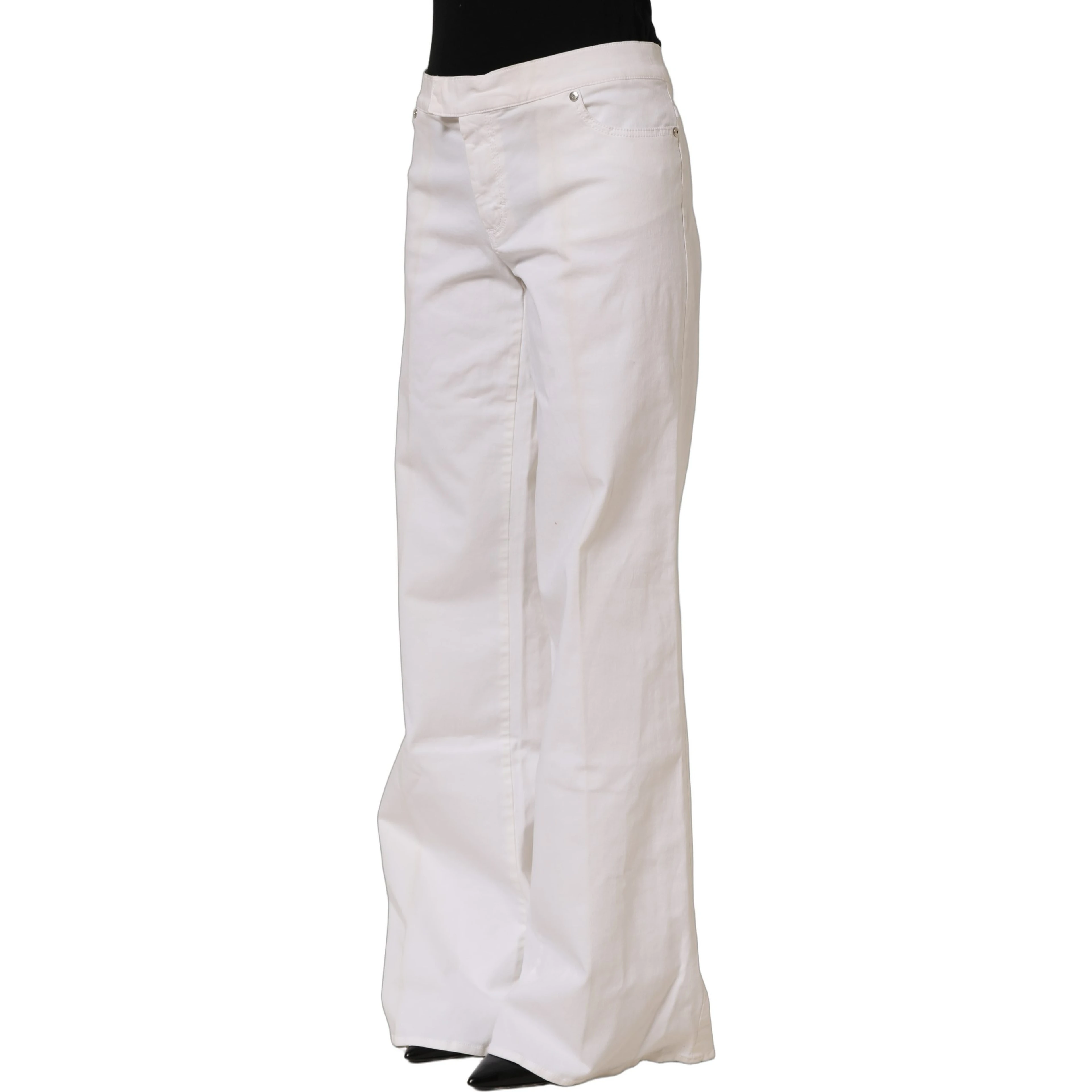 White High Waist Wide Leg Denim Trouser Jeans