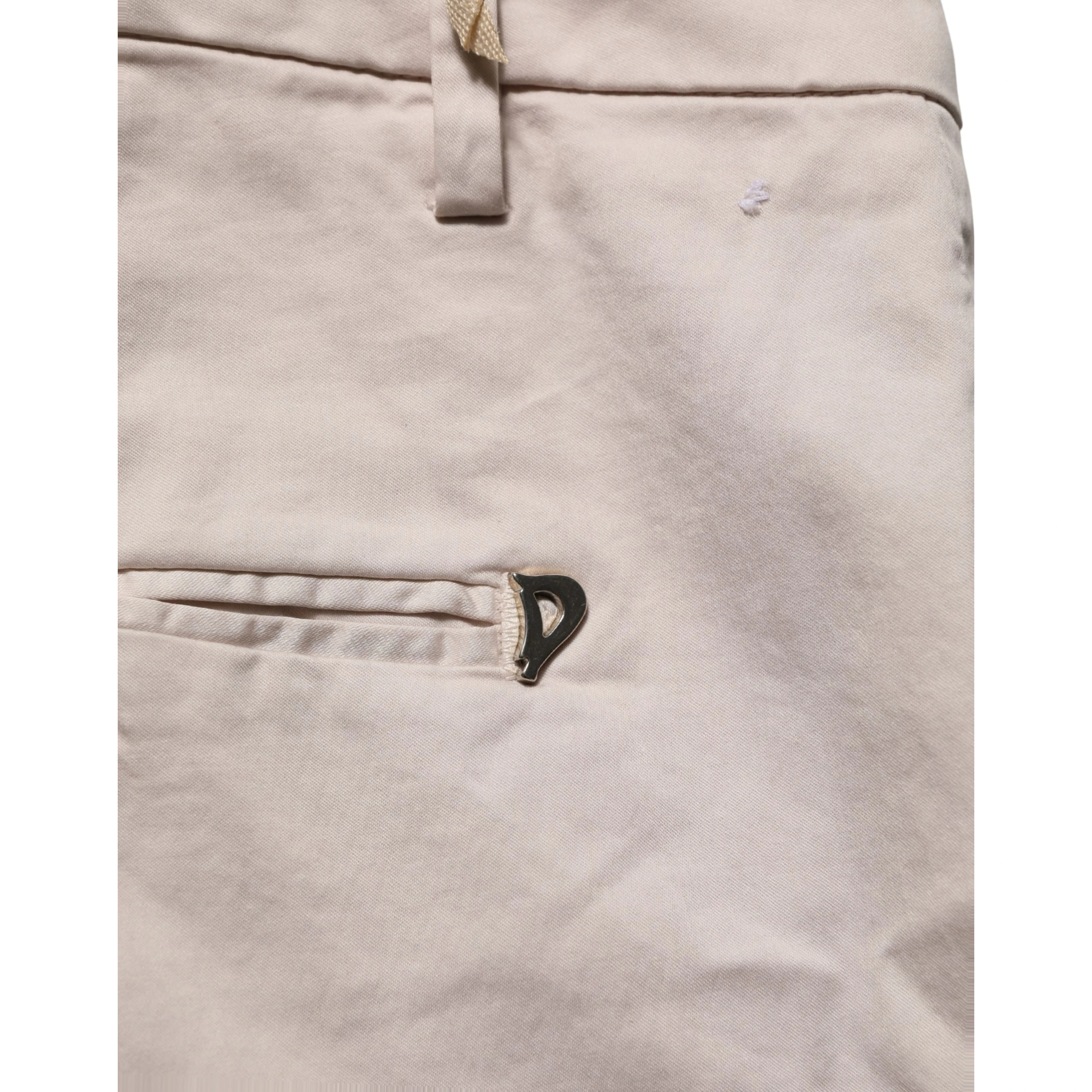 Beige Low Waist Tapered Women Cropped Trousers Pants