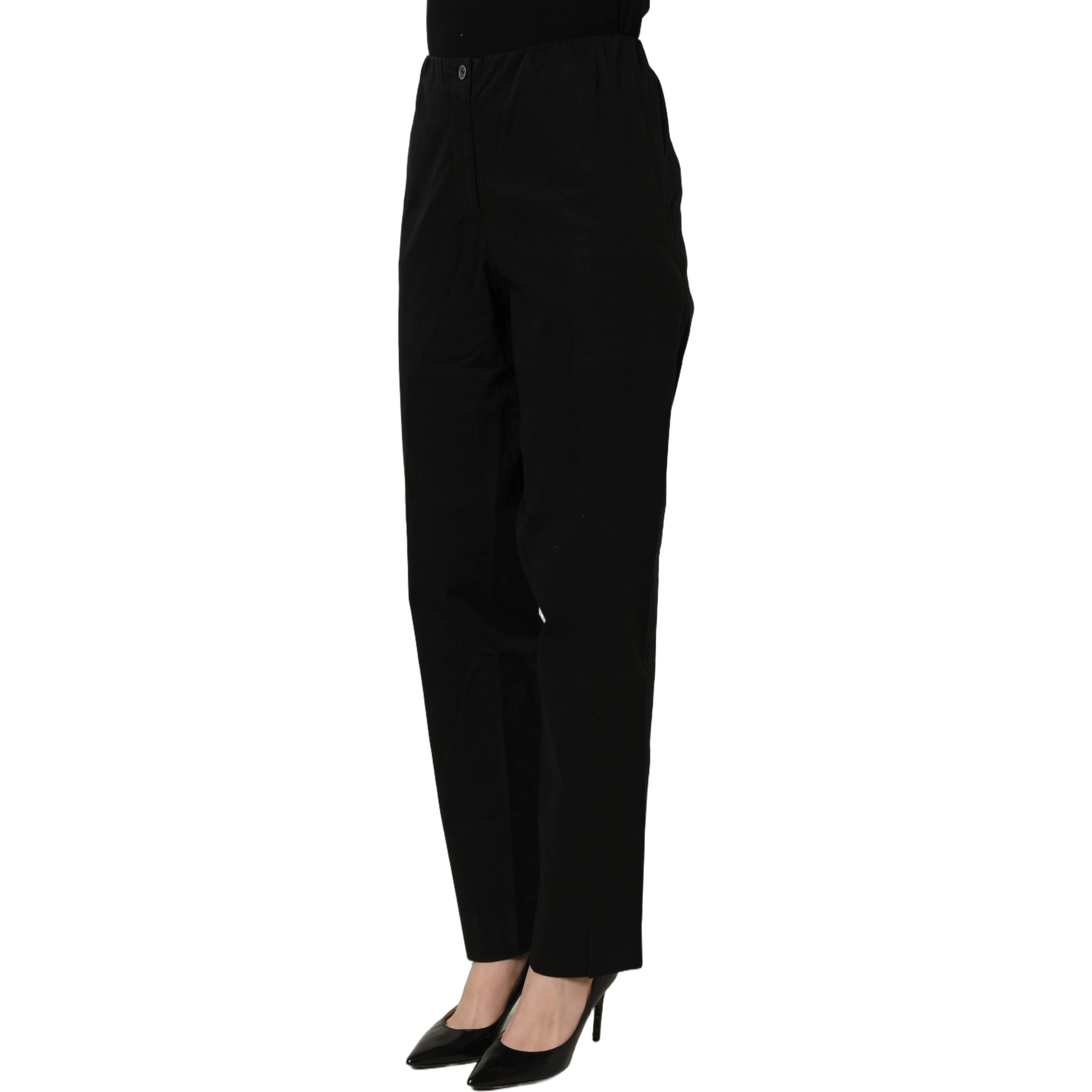 Black High-Waisted Straight Chino Women Trouser Pants