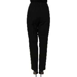 Black High-Waisted Straight Chino Women Trouser Pants