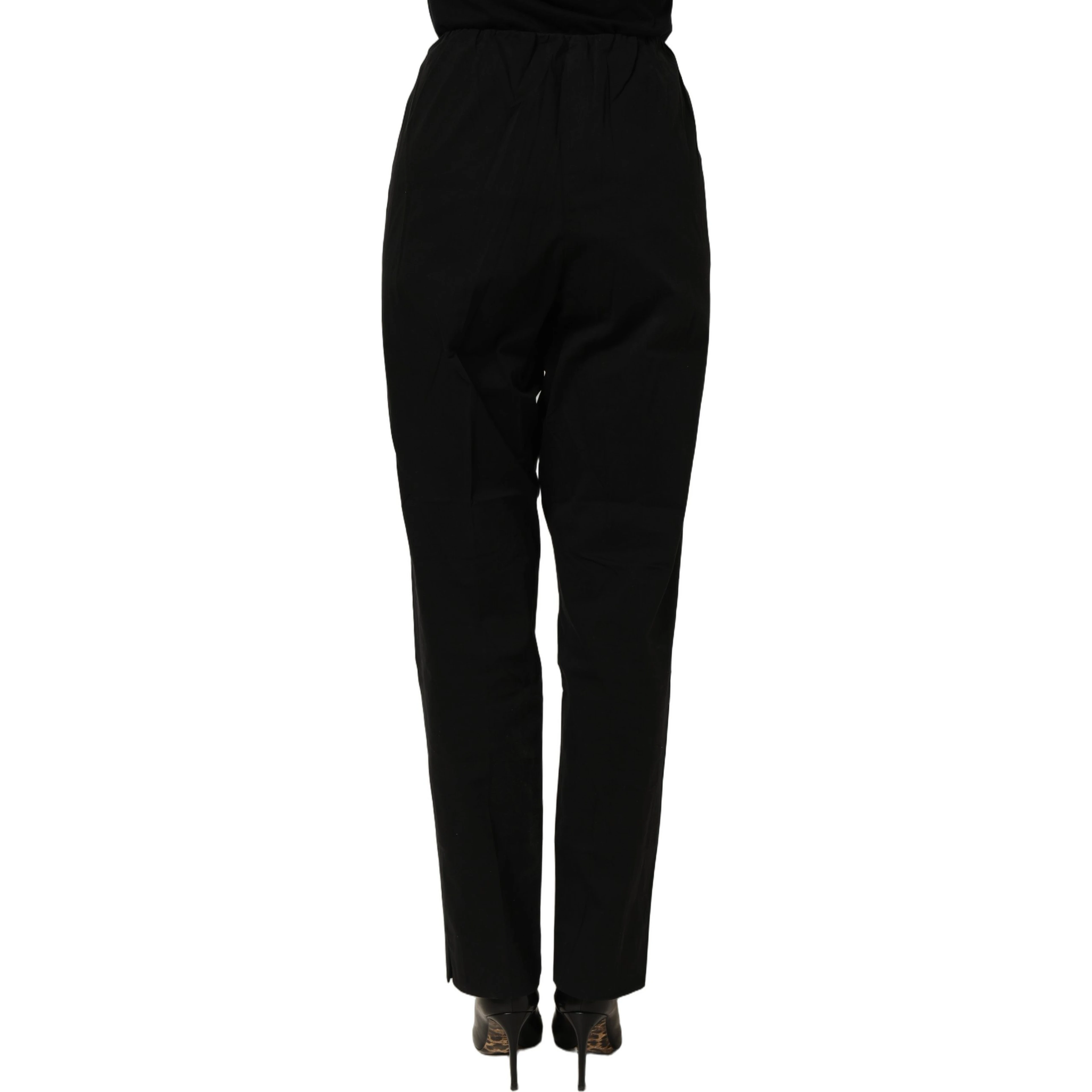 Black High-Waisted Straight Chino Women Trouser Pants