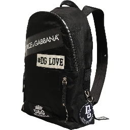 Men Black #DG LOVE Logo Patches Nylon Backpack Bag