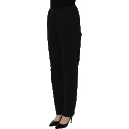 Black High-Waisted Straight Chino Women Trouser Pants