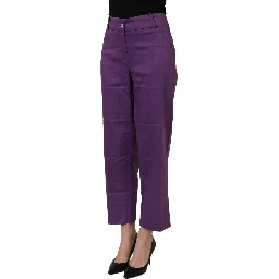 Violet Cotton Stretch High Waist Cropped Trouser Pants