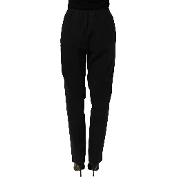 Black High-Waisted Straight Chino Women Trouser Pants