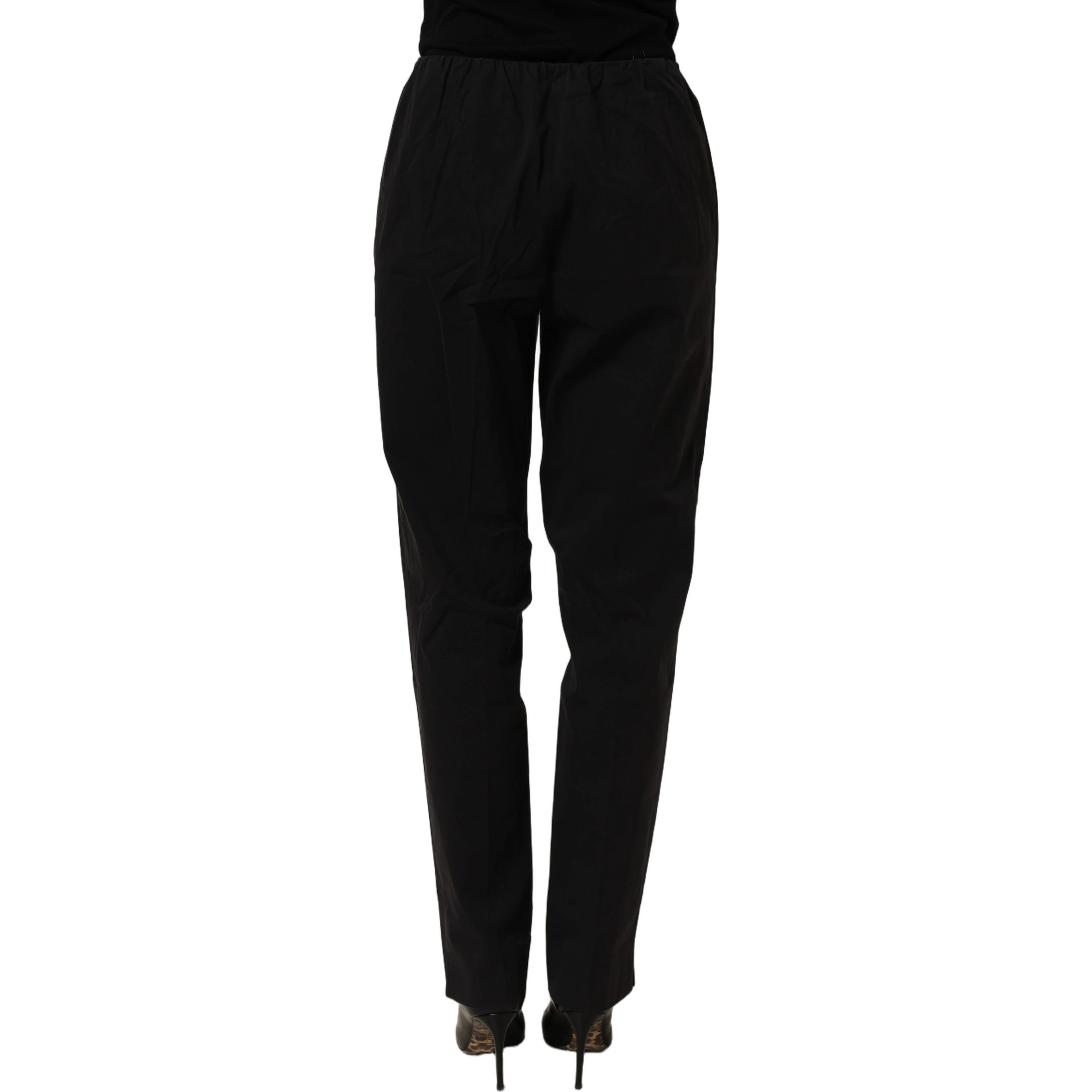 Black High-Waisted Straight Chino Women Trouser Pants