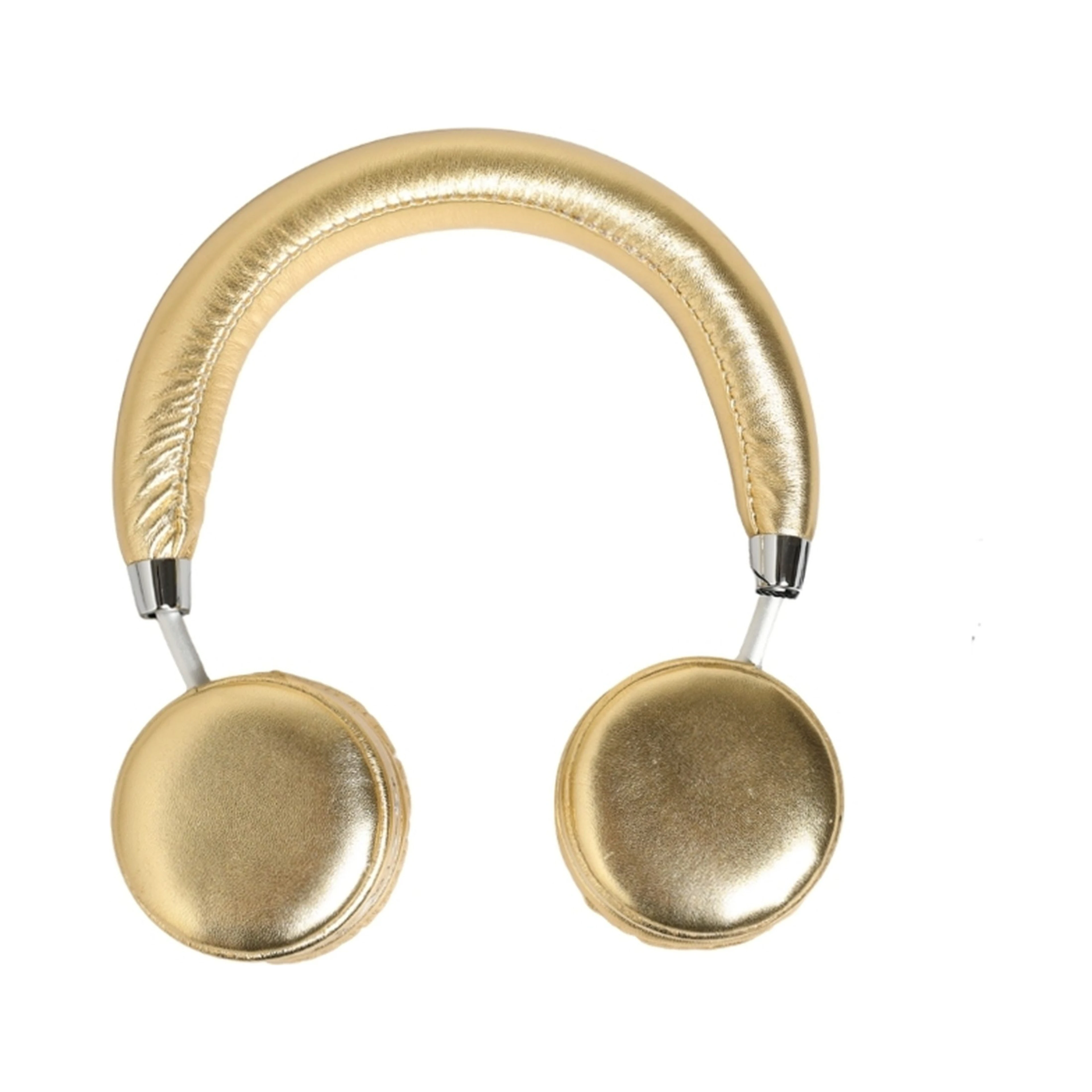 Women Gold Leather Wireless On-Ear Headset Headphones