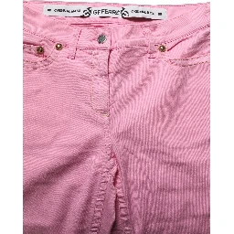 Pink Mid-Waisted Flared Denim Casual Jeans