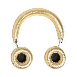 Women Gold Leather Wireless On-Ear Headset Headphones