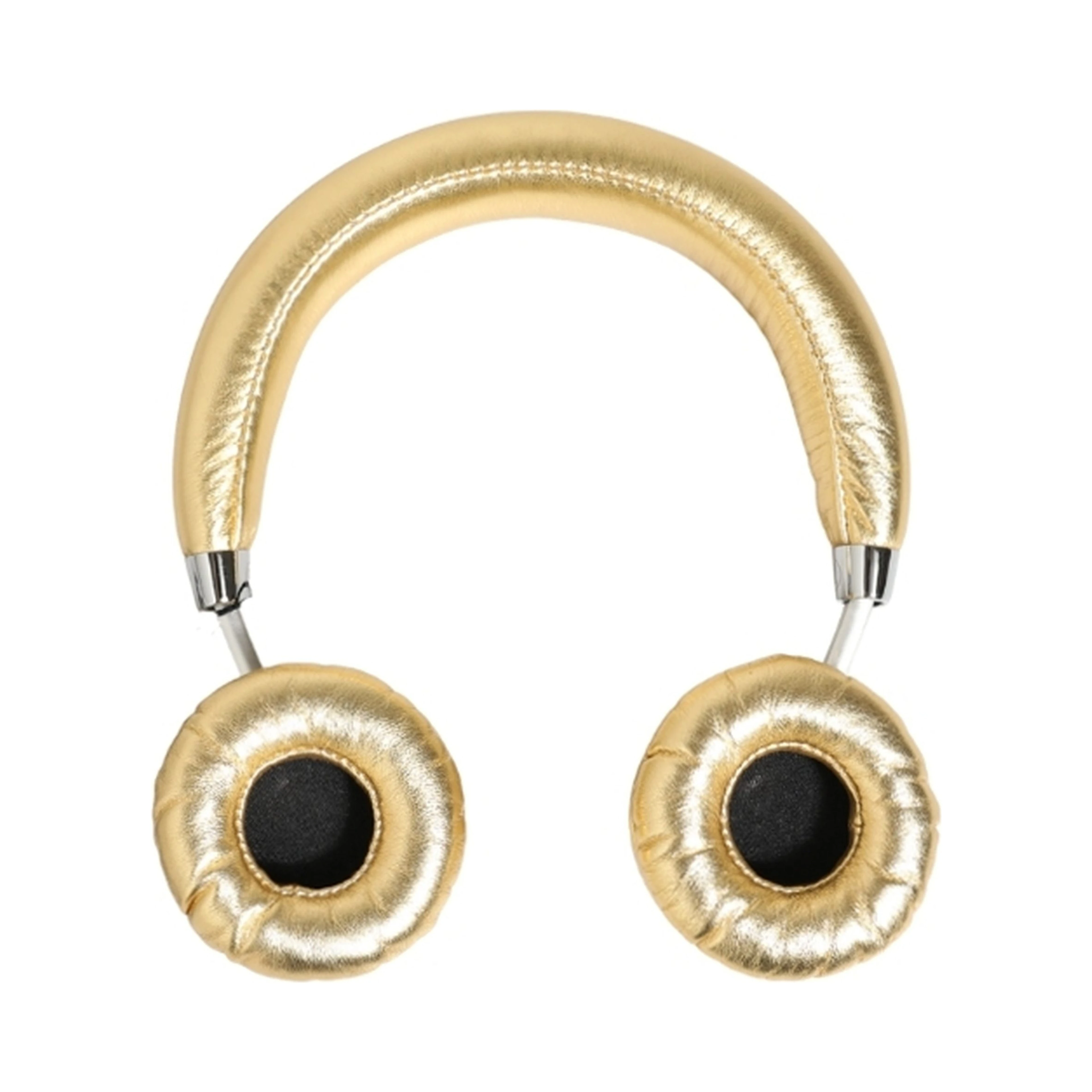 Women Gold Leather Wireless On-Ear Headset Headphones